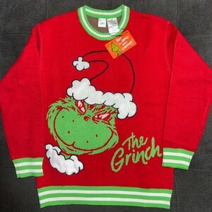Kids Grinch Christmas Sweater Red Green Long Sleeve Pullover Size M 10-12. New